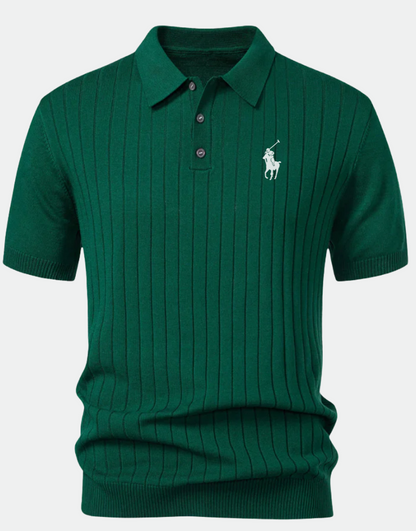Stripe Knit Polo Shirt